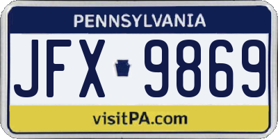 PA license plate JFX9869