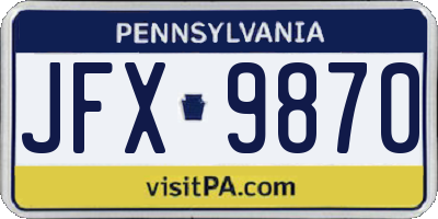 PA license plate JFX9870