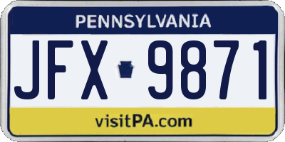 PA license plate JFX9871