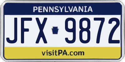 PA license plate JFX9872