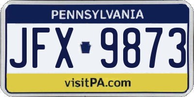 PA license plate JFX9873