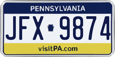 PA license plate JFX9874
