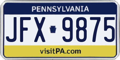 PA license plate JFX9875