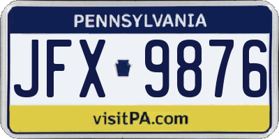 PA license plate JFX9876