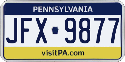 PA license plate JFX9877