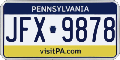 PA license plate JFX9878