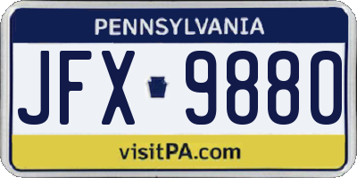 PA license plate JFX9880