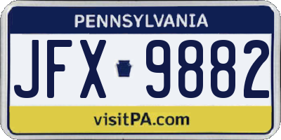 PA license plate JFX9882