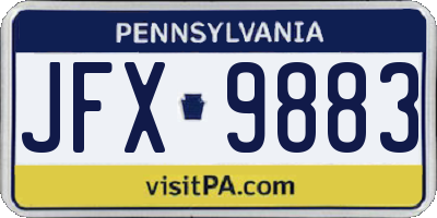 PA license plate JFX9883