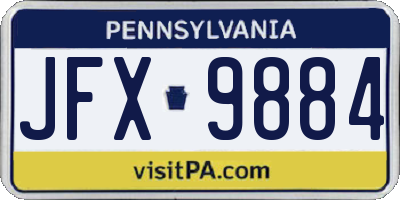 PA license plate JFX9884