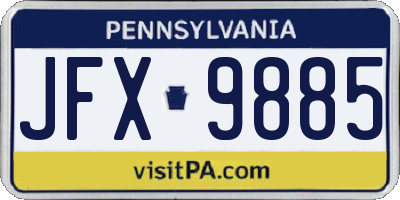 PA license plate JFX9885