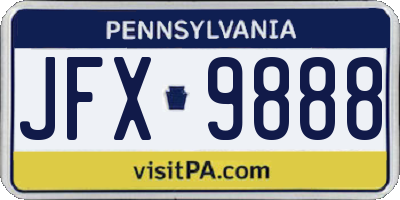 PA license plate JFX9888
