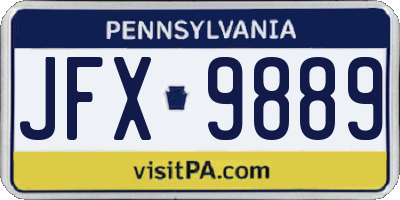 PA license plate JFX9889