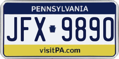 PA license plate JFX9890
