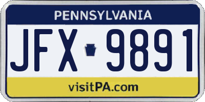 PA license plate JFX9891