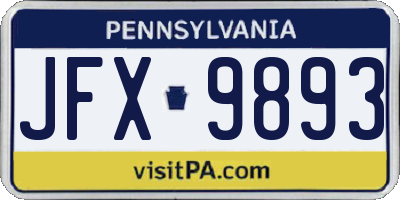 PA license plate JFX9893