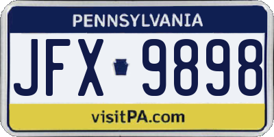 PA license plate JFX9898