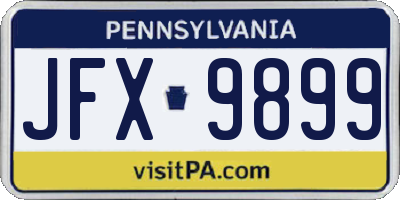PA license plate JFX9899