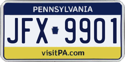 PA license plate JFX9901