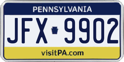 PA license plate JFX9902