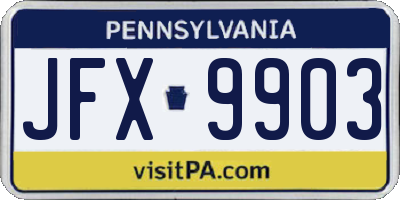 PA license plate JFX9903