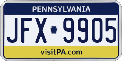 PA license plate JFX9905