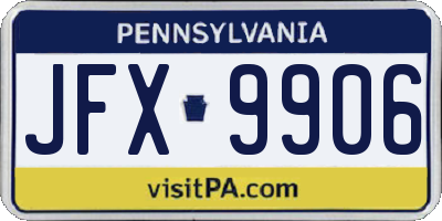 PA license plate JFX9906