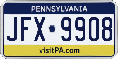 PA license plate JFX9908