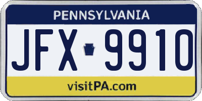 PA license plate JFX9910