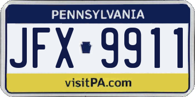 PA license plate JFX9911