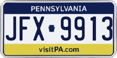 PA license plate JFX9913