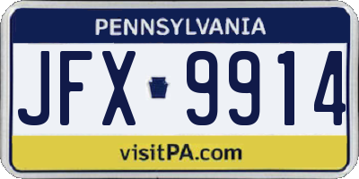 PA license plate JFX9914
