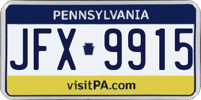 PA license plate JFX9915