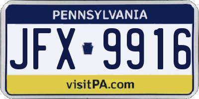 PA license plate JFX9916