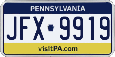 PA license plate JFX9919