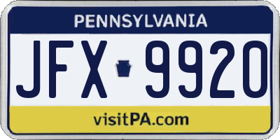 PA license plate JFX9920