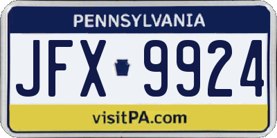 PA license plate JFX9924