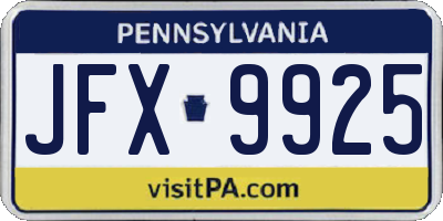 PA license plate JFX9925
