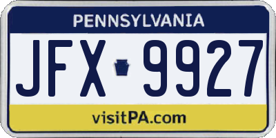 PA license plate JFX9927