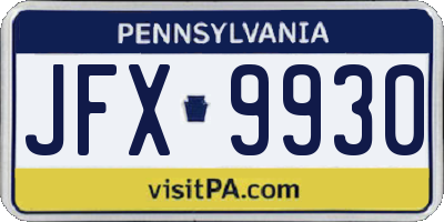 PA license plate JFX9930