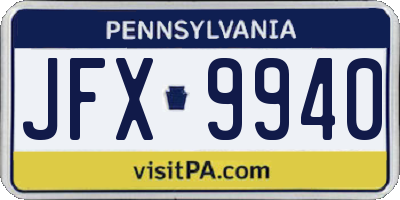 PA license plate JFX9940