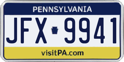 PA license plate JFX9941