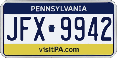 PA license plate JFX9942