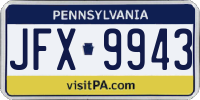 PA license plate JFX9943