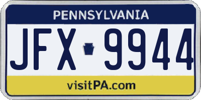 PA license plate JFX9944