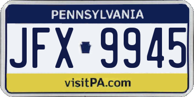 PA license plate JFX9945