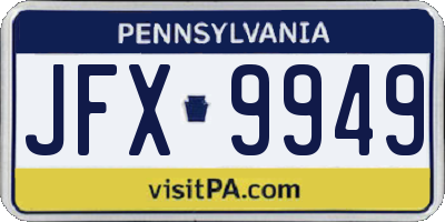 PA license plate JFX9949