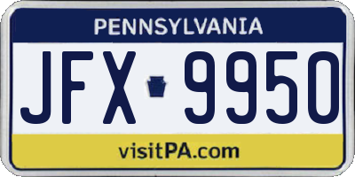 PA license plate JFX9950