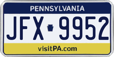 PA license plate JFX9952