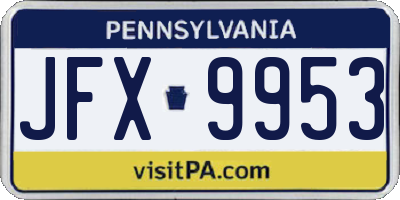 PA license plate JFX9953